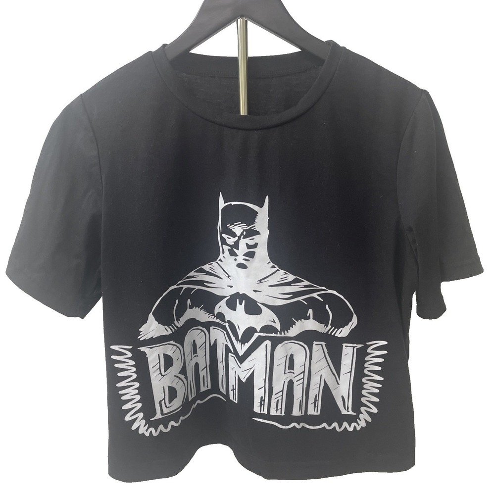 Romwe‎ Batman Graphic T-Shirt Women Large Black Excellent Cropped DC Comics